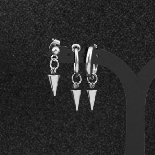 Stainless Steel Conical Dangle Earring (various designs)