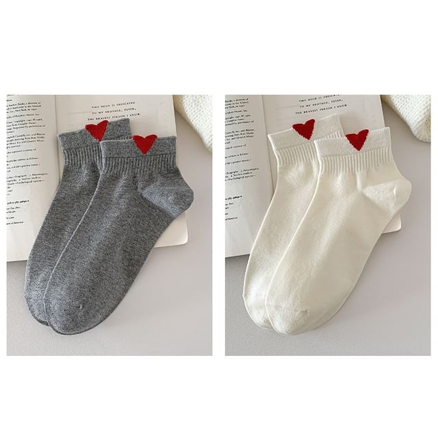 Heart Patterned Short Socks Set