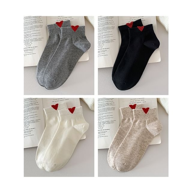 Heart Patterned Short Socks Set