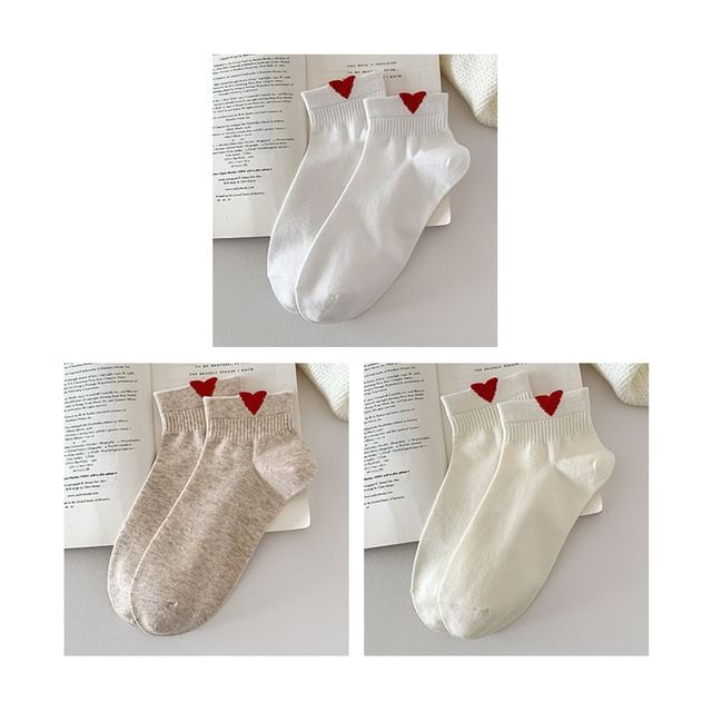 Heart Patterned Short Socks Set