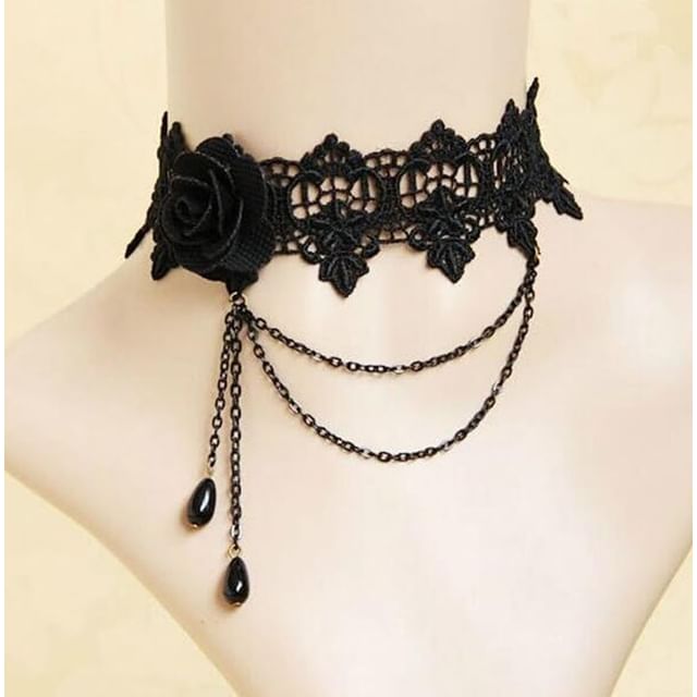 Faux Crystal Lace Necklace