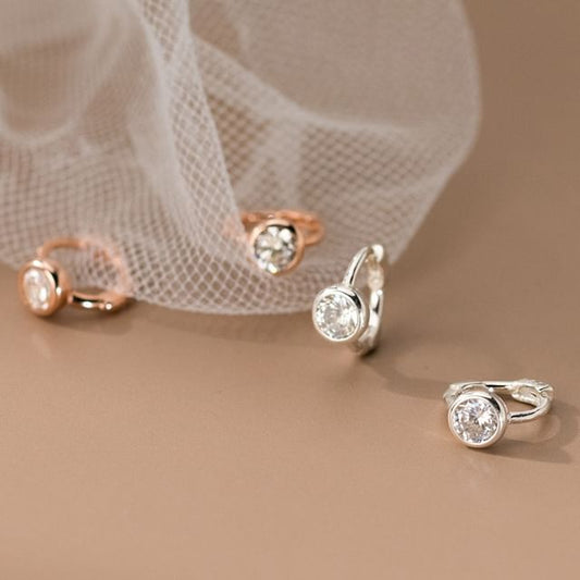 Rhinestone Sterling Silver Huggie Earring