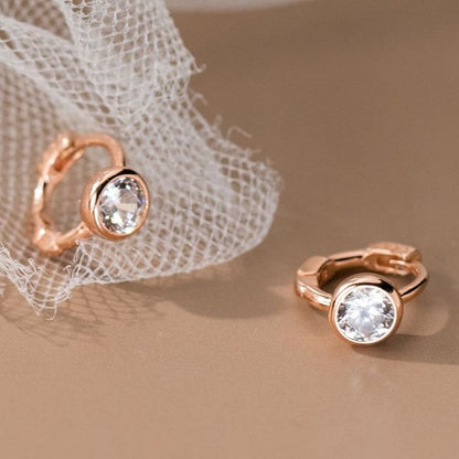 Rhinestone Sterling Silver Huggie Earring