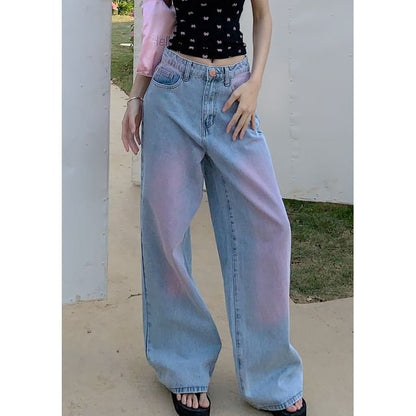 Low Rise Gradient Wide Leg Jeans