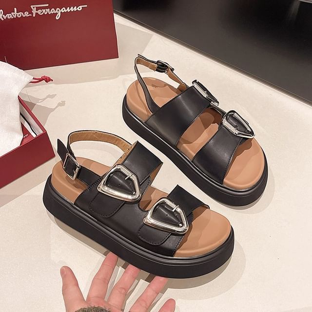 Platform Slingback Buckled Sandals
