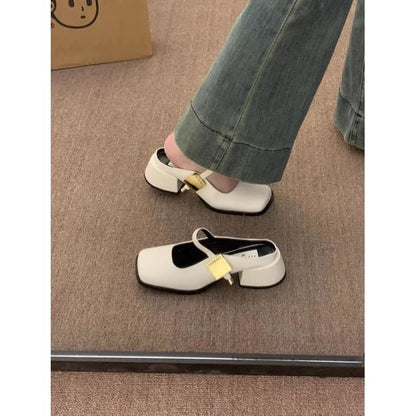 Mules Heel Chunky Toe Square