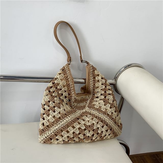 Sac fourre-tout tissé bicolore