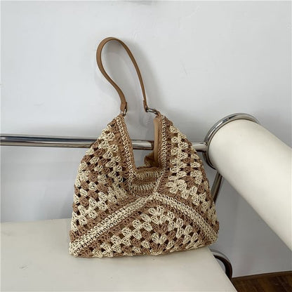 Two Tone Woven Tote Bag