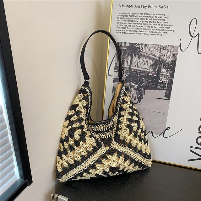 Two Tone Woven Tote Bag