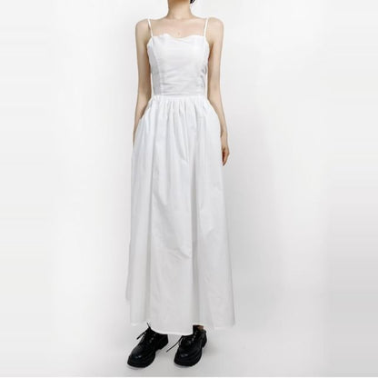 Thin Strap Open Back Midi A-Line Dress