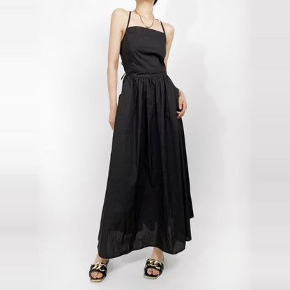Thin Strap Open Back Midi A-Line Dress