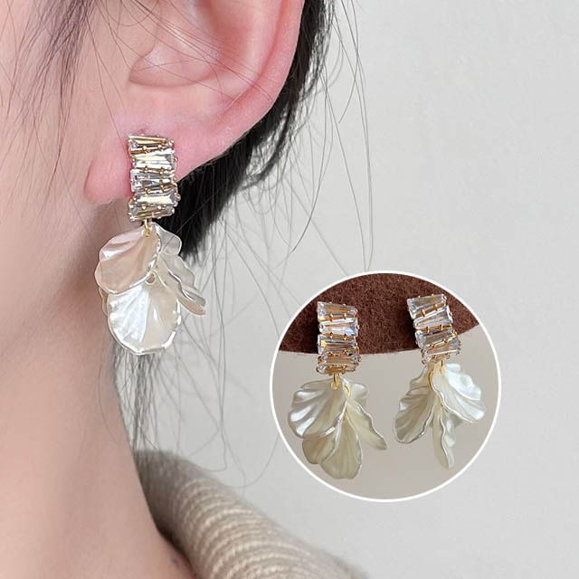 Petal Rhinestone Alloy Drop Earring