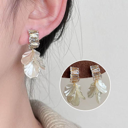 Petal Rhinestone Alloy Drop Earring