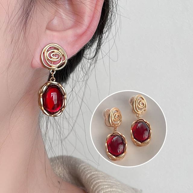 Faux Gemstone Alloy Drop Earring
