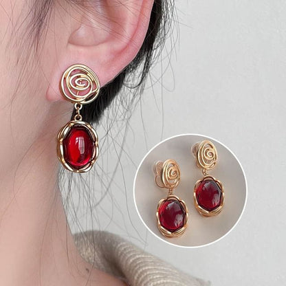 Faux Gemstone Alloy Drop Earring