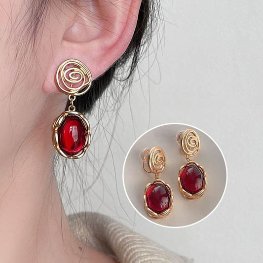 Faux Gemstone Alloy Drop Earring