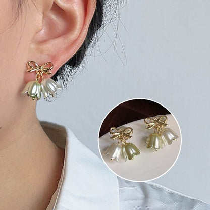 Floral Bow Alloy Drop Earring