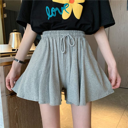 Drawstring Plain Shorts Waist