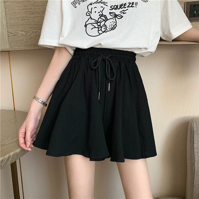 Drawstring Plain Shorts Waist