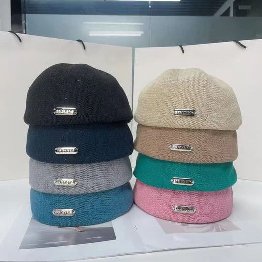 Plate Beret Lettering Hat Metal