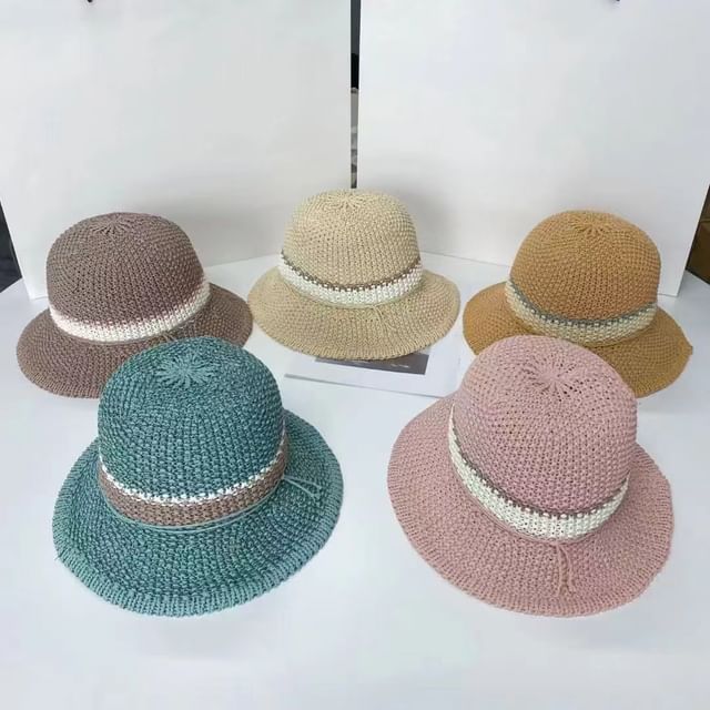 Woven Bucket Striped Hat