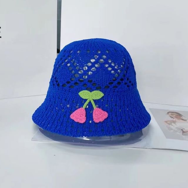 Hat Woven Floral Embroidered Bucket