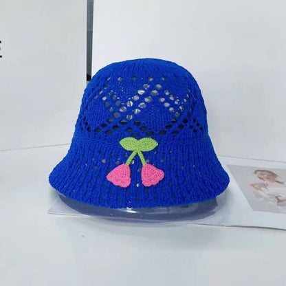 Hat Woven Floral Embroidered Bucket