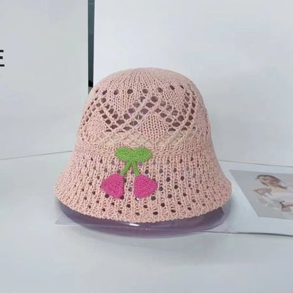 Hat Woven Floral Embroidered Bucket