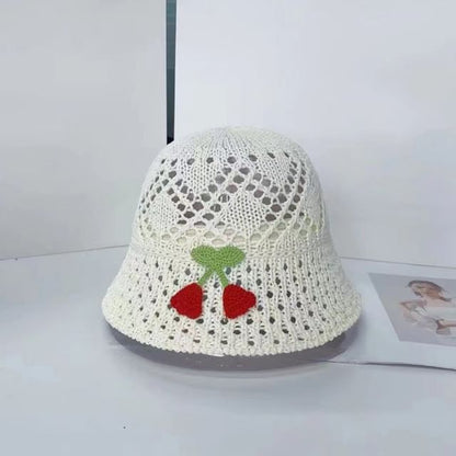 Hat Woven Floral Embroidered Bucket