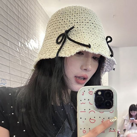 Bow Woven Bucket Hat