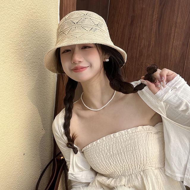 Eyelet Knit Bucket Hat