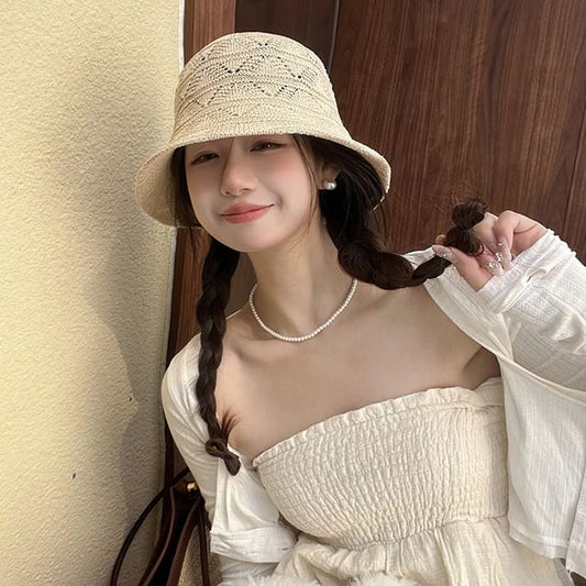 Eyelet Knit Bucket Hat