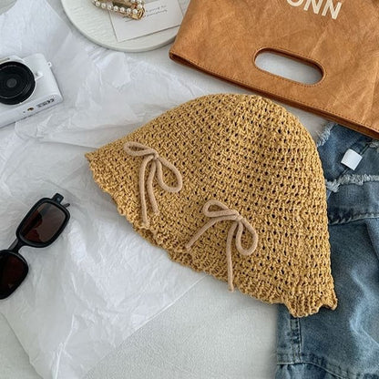 Bow Woven Bucket Hat