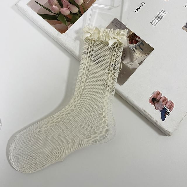 Lace Trim Fishnet Socks