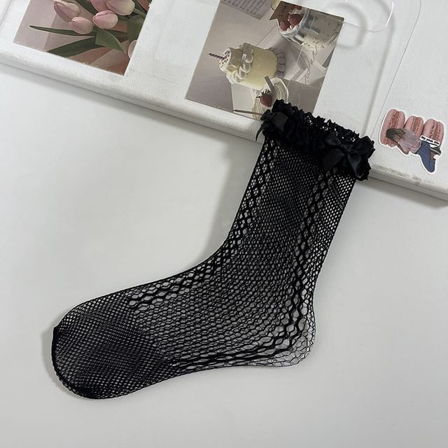 Lace Trim Fishnet Socks