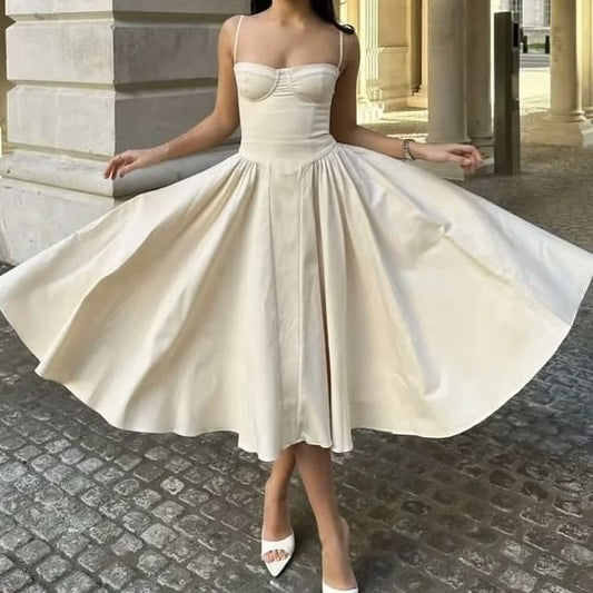 Thin Strap Sweetheart Neckline Simple A-Line Dress
