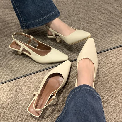 Low Heel Pointy Slingback Sandals