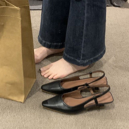 Low Heel Pointy Slingback Sandals