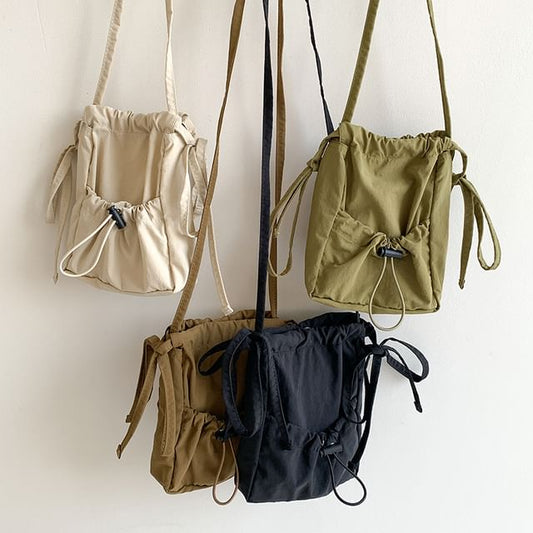 Plain Drawstring Nylon Crossbody Bag