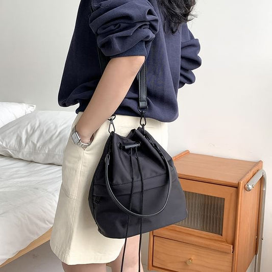 Plain Drawstring Bucket Bag