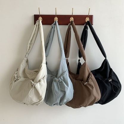 Crossbody Drawstring Plain Bag Nylon