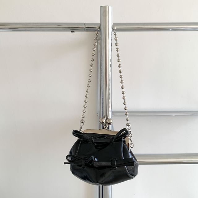 Bow Faux Leather Crossbody Bag