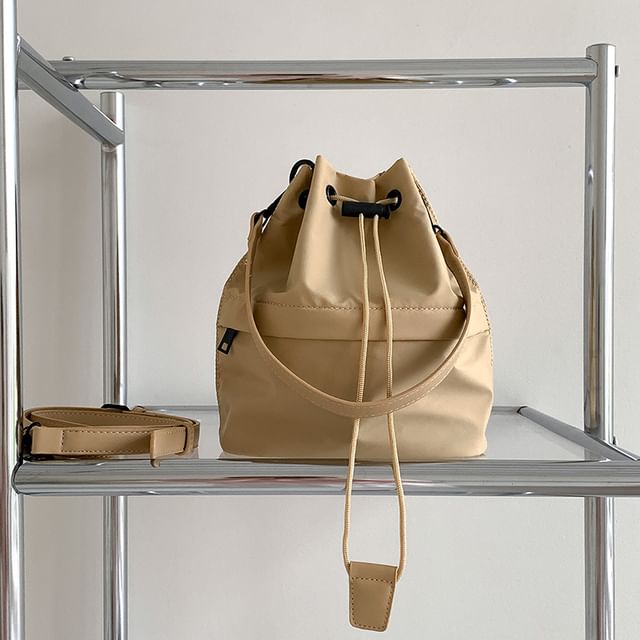 Plain Drawstring Bucket Bag