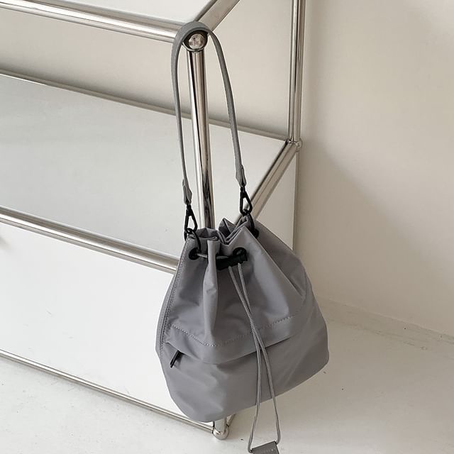 Plain Drawstring Bucket Bag