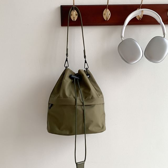 Plain Drawstring Bucket Bag