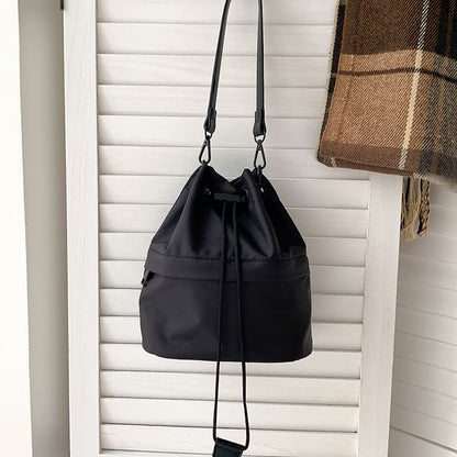 Plain Drawstring Bucket Bag