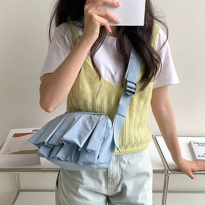 Ruffle Crossbody Plain Bag Nylon