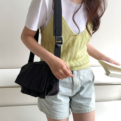 Ruffle Crossbody Plain Bag Nylon