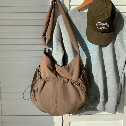 Crossbody Drawstring Plain Bag Nylon