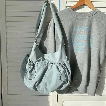 Crossbody Drawstring Plain Bag Nylon